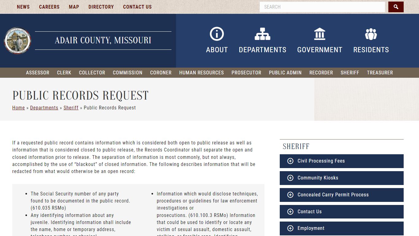 Public Records Request | Adair County Missouri Government